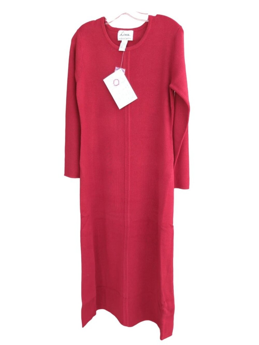 Vtg Linea Louis Dell Olio Size Small Womens Long Stretch Pullover Dress Red